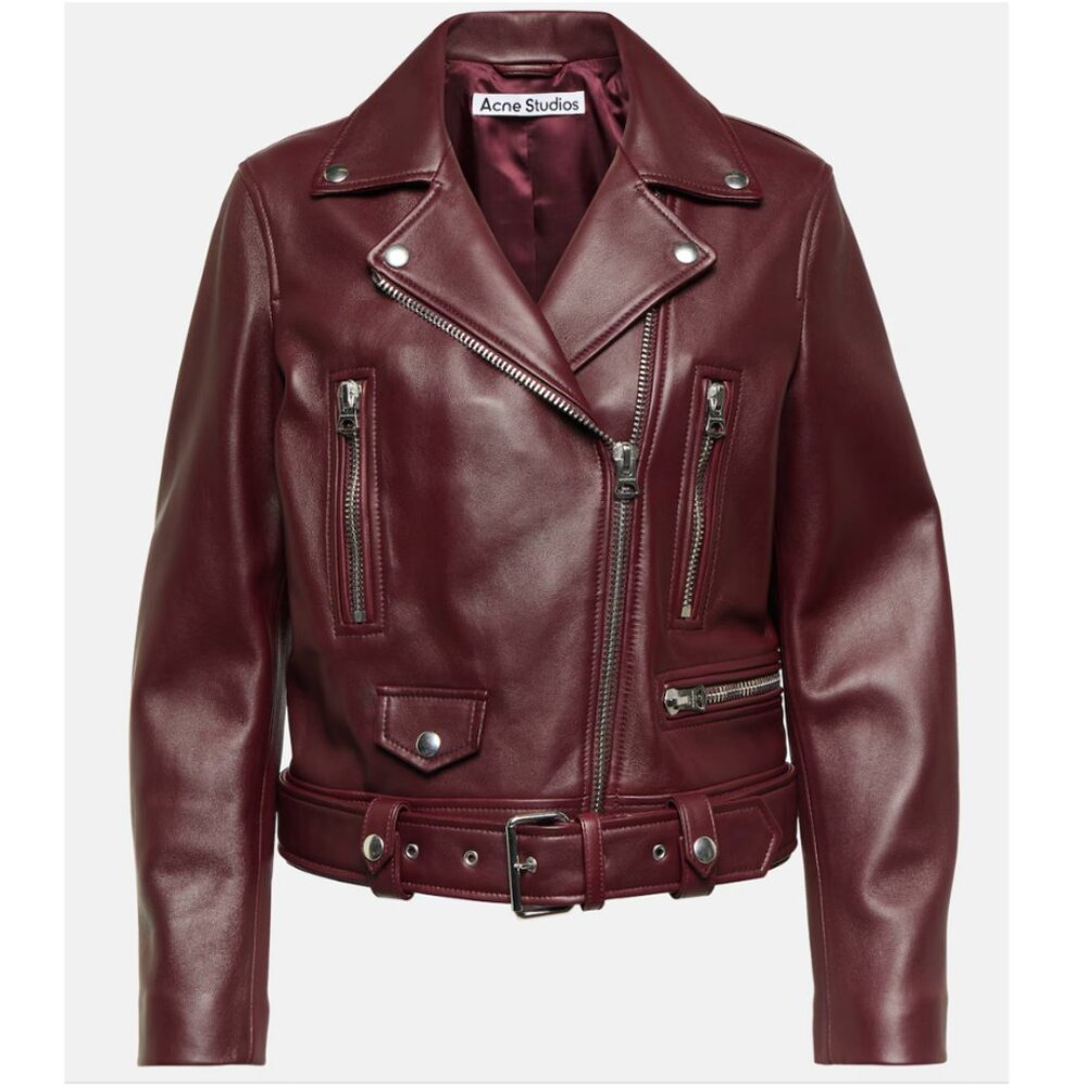 Cherry Red Acne Studios Leather Biker Jacket [42, Excellent Condition]